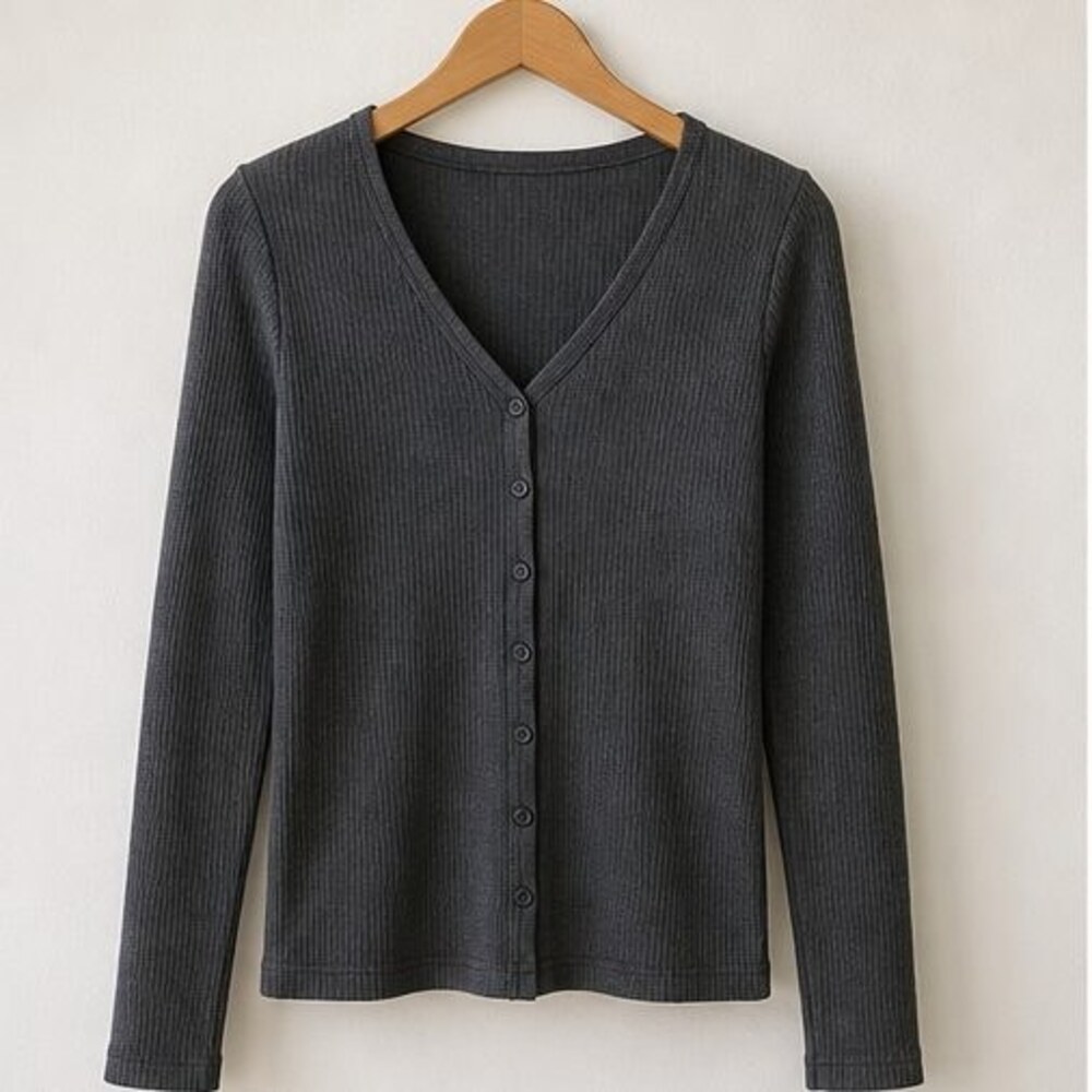 Charcoal V Neck Top